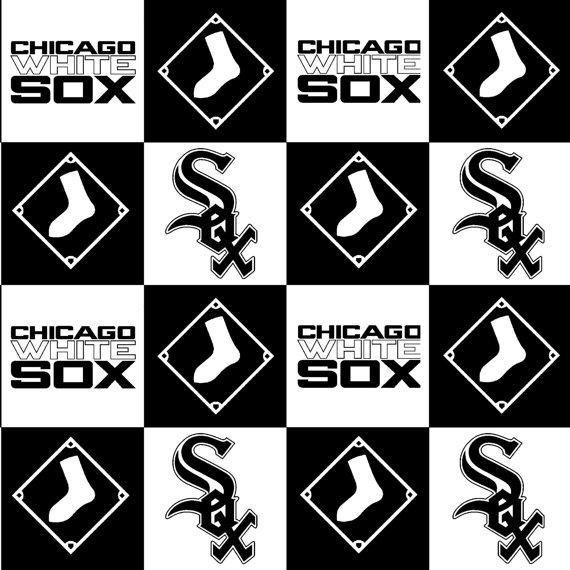Wedding - Chicago White Sox Baseball Checkered Anti-Pill Polar Fleece - Plush Fabric Polyester 13 Oz 58-60"
