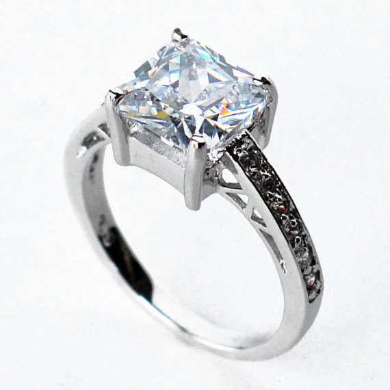 زفاف - Engagement Ring, Weddding Ring, Anniversary Ring, Promise Ring, CZ Ring, Princess Cut, Sterling Silver, size 5 6 7 8 9 10 - MC1070521AZ
