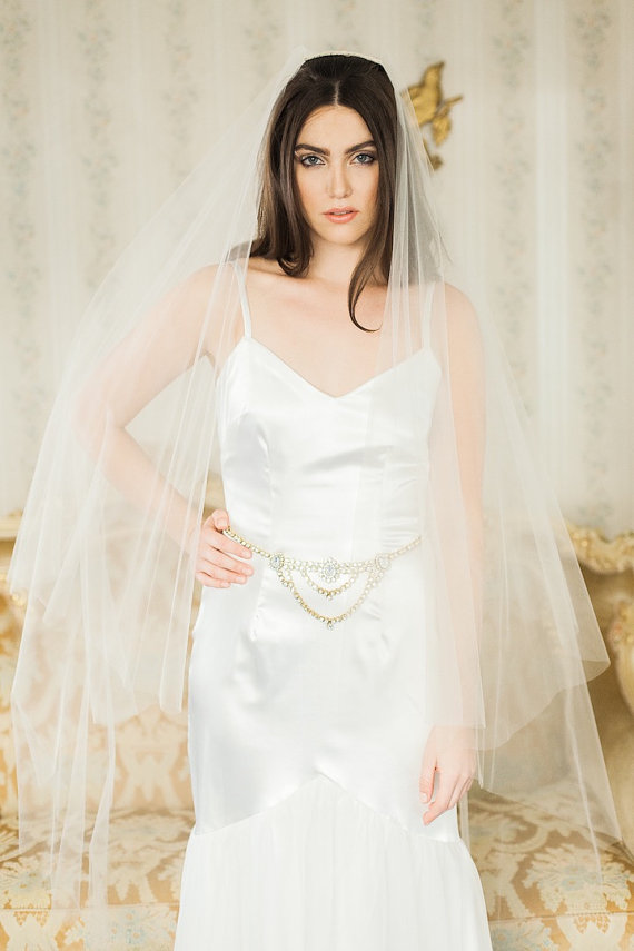 زفاف - Vianey Bridal Drop Veil - Simple Veil - Bridal Chapel Veil - Folded Mantilla Veil
