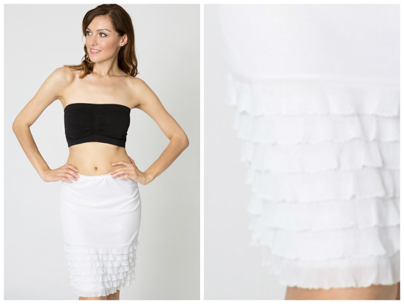 Hochzeit - SALE Solid White Ruffle Slip Dress Extender - All Sizes