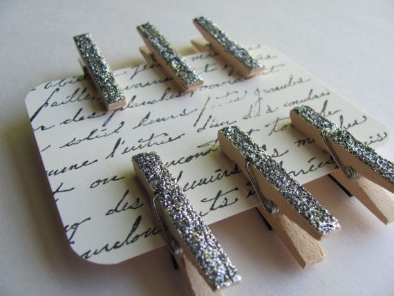 Свадьба - Glitter Clothespins