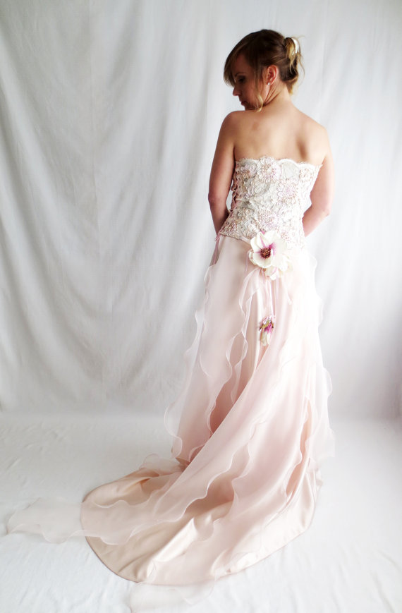 Hochzeit - Wedding dress,Fairy wedding dress,Blush pink wedding dress, lace wedding dress, romantic wedding dress, wedding gown, romantic wedding dress