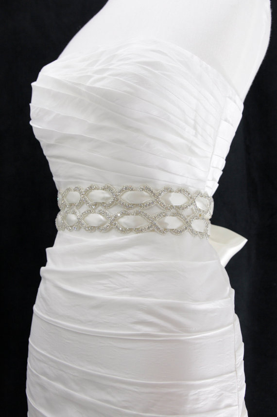 زفاف - Crystal Ribbon Sash Belt - Glambition