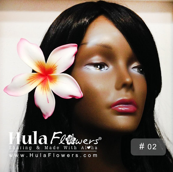 Wedding - Hawaii Plumeria Hair Clip or Stem For Hawaiian, Polynesian, Wedding, Beach Party Hair Accessories, Gift Idea, Hand Made Foam Flowers
