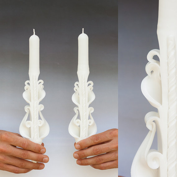 زفاف - Taper candles - Unity Candle set - Wedding candles - White candles