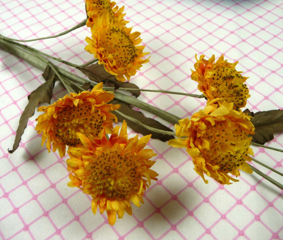 زفاف - Clearance SALE Sunflowers Millinery Flowers for Hats Weddings Bouquets Crafts Spray of 9 Yellow