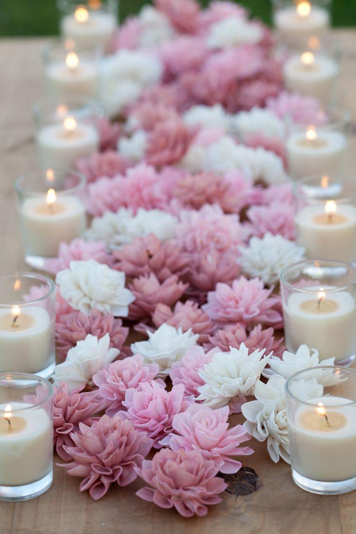 Mariage - 10 3" Blush Wooden Flowers, Wedding Decorations, Wedding Flowers, Rustic Wedding Decor