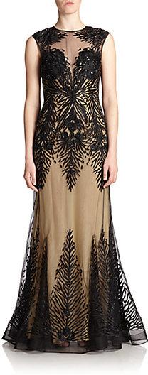 Mariage - Basix Black Label Embroidered Illusion Gown