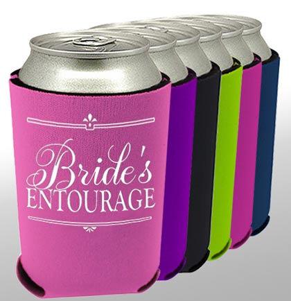 Свадьба - Flirty Bride's Entourage Koozie Party Favor - Bride's Entourage Can Cooler, Bride's Entourage Koozie, Bridal Party Favors, Bridesmaid, MOH