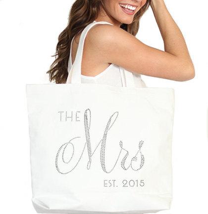 Hochzeit - Bride Bag : The Mrs Tote Bag, Jumbo Bride's Tote, Bridal Shower Gift, Bachelorette Party, Engagement, Carryall
