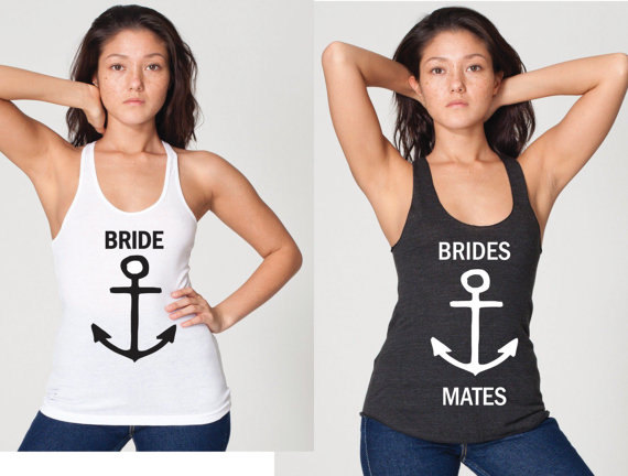 Wedding - 4,5,6,7 or more Nautical Bachelorette Party Tank Tops Last Sail before the Veil Cruise