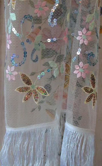 زفاف - Scarf/Wrap/Shawl..Embroidered Sequin Florals..Ivory Pink Gold Seafoam..Bridal/Wedding..Birthday Gift..Party..Clutch/Bag/Purse to match