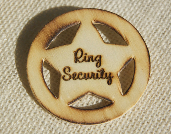 Hochzeit - Personalized Wooden Pin - Rustic Sheriff Badge Pin - Ring Security Pin - Ring Bearer -  Ring Security Pin - Custom Badge Pin