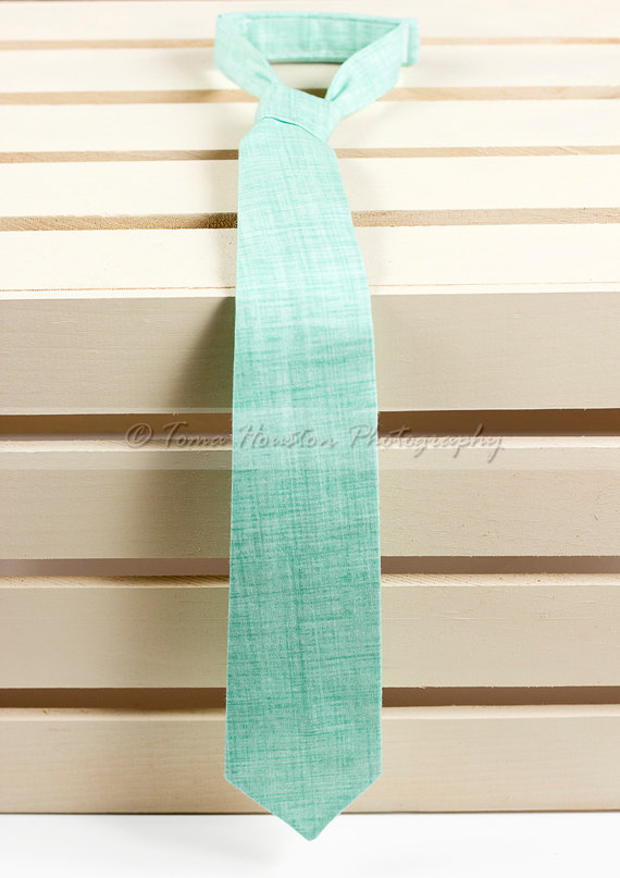 زفاف - Boy's, Girl's Necktie, Baby, Child- Mint Green, Textured (2-3 Business Day Processing)