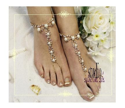 زفاف - gold Barefoot Wedding Sandals 