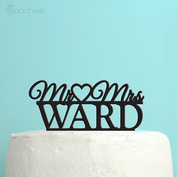 Свадьба - Wedding Cake Topper - Personalized Cake Topper - Mr and Mrs -  Unique Custom Last Name Wedding Cake Topper - Peachwik Cake Topper - PT34