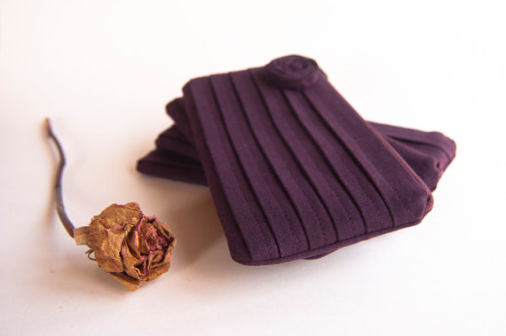 Mariage - Bridesmaid Gift Clutch, Bridal Wedding Clutch Pouch Purse, cosmetic bag clutch purse, Purple Plum Rose