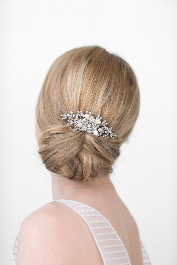 زفاف - Wedding Hair Comb,  Bridal Head Piece, Crystal and Pearl Haircomb, Wedding Hair Accessory