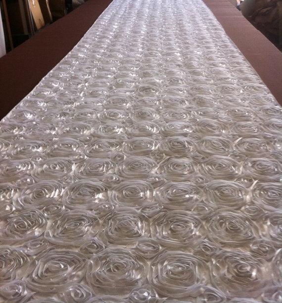 Hochzeit - Custom Made White Tafetta  Rosette Aisle Runner 25 Feet Long