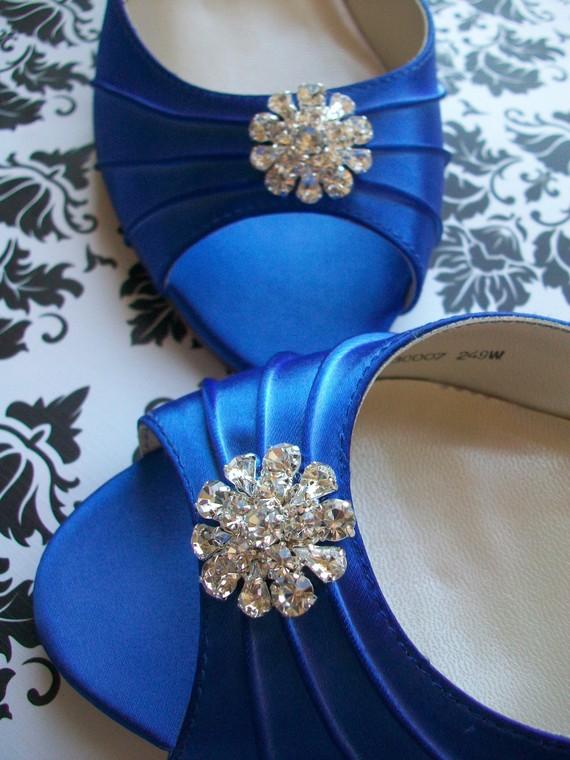 Mariage - Blue Wedding Shoes - Peep Toes - Choose From Over 100 Shoe Colors - Dyeable Wedding Shoes - Short Heel - Choose Your Heel Size - Custom Shoe