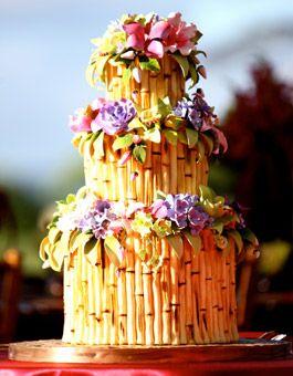 Hochzeit - Tropical Bamboo Wedding Cake
