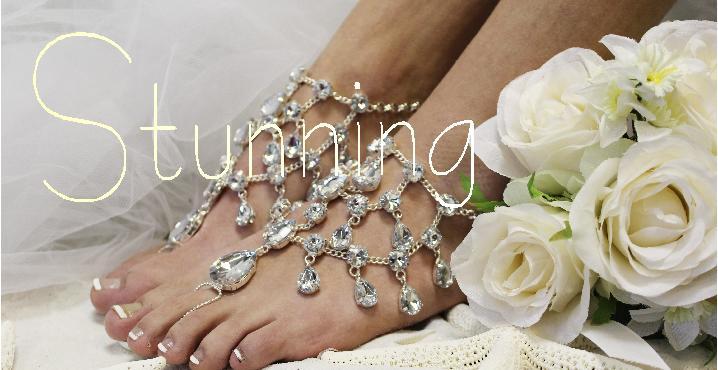 Wedding - crystal barefoot sandals