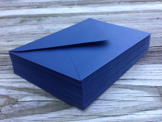 Wedding - 50 A7 5x7 or 4Bar Envelopes Night Dark Navy Blue Paper Source Invitation Envelopes Euro Pointed Flap Bridal Baby Shower Wedding Invitation