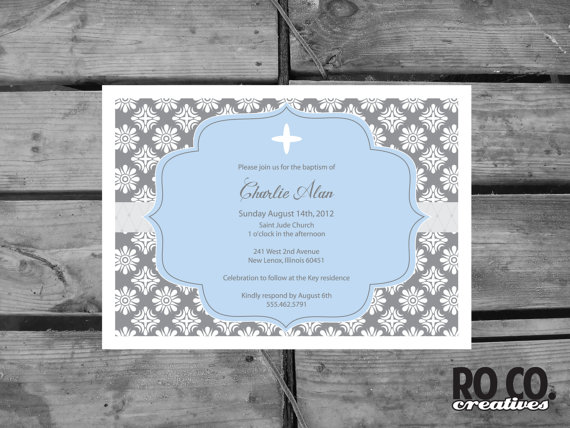 Wedding - Modern Cross Printable Baptism Invitation