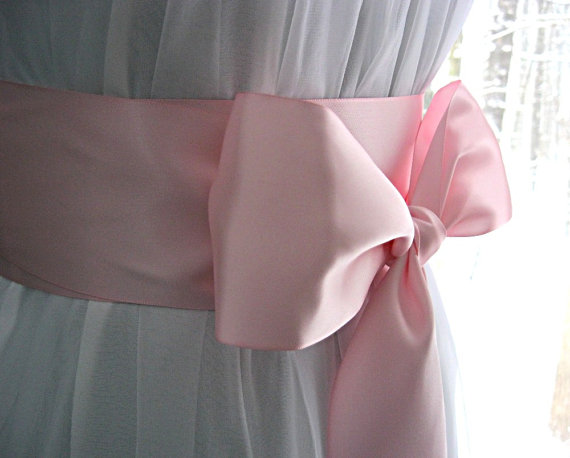 زفاف - Pink / Light pink wedding sash, bridal sash, bridesmaid sash, bridal belt, dress sash, gown sash, 3 inch satin