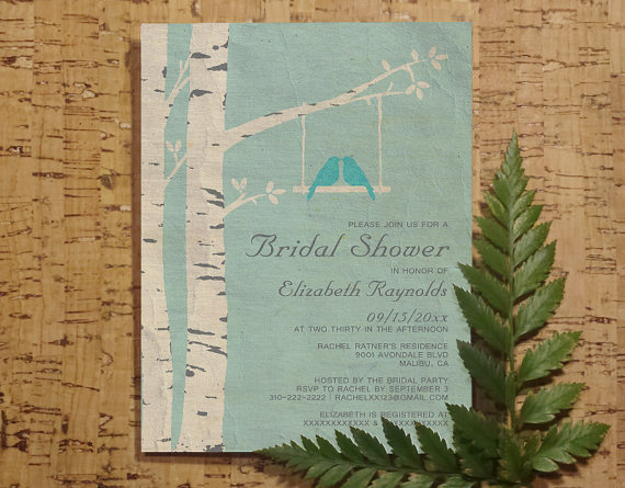 Свадьба - Cute Blue Birds Bridal Invitations, Bridal Shower Invitations, Wedding Shower Party Invites, Printable, Digital PDF, DIY Template, Printed