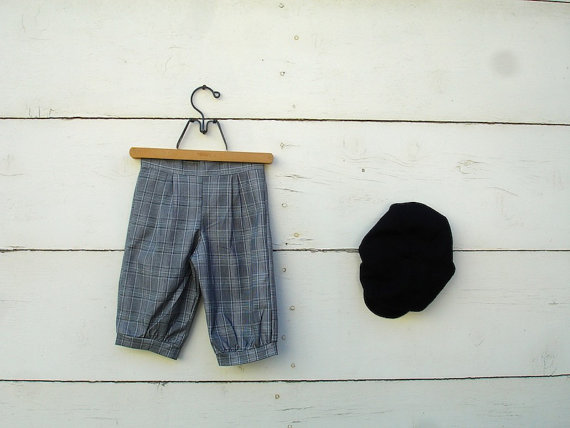 Mariage - Black and White Plaid 7-9 yrs Knickers for little boys, wedding clothing, ringbearer knicker pants, knickers, golf pants
