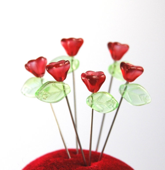 زفاف - Glass Flower Pin Topper - Set of 6 extra large