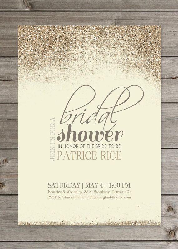 Hochzeit - Bridal Shower Glitter Invitation 5x7" Printable Digital File Or Prints