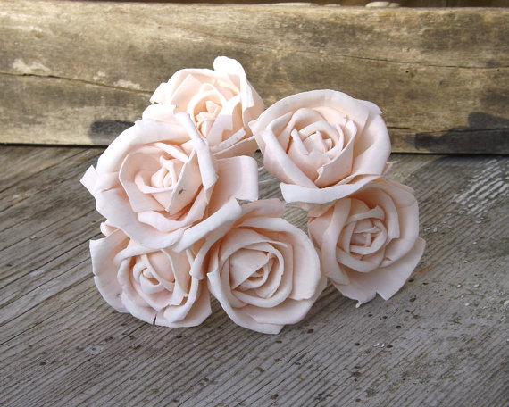 Wedding - 6 Sola Roses Stemmed Blush Pink Light Pink Sola Flower Set of 6