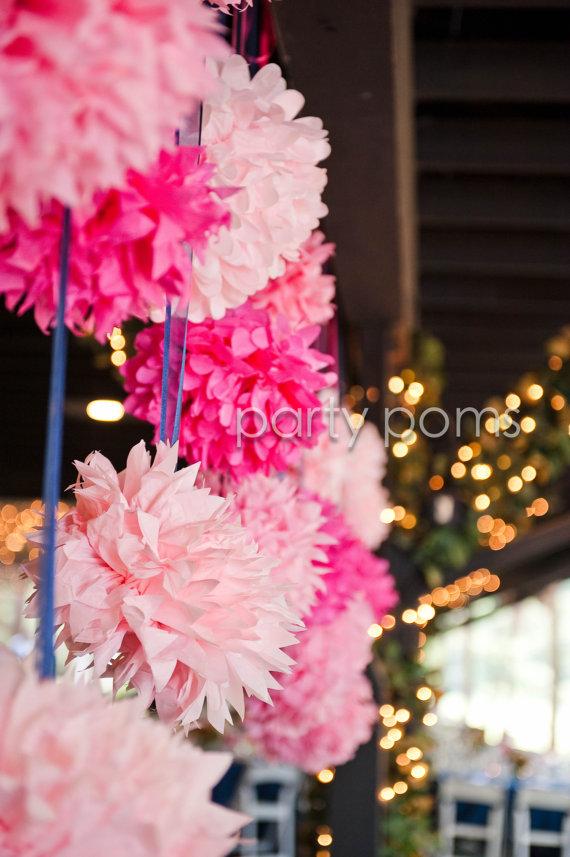 زفاف - Custom Colors .. 10 Tissue Pom Poms For Baby Shower / Birthday Party / Wedding / Paper Party Decoration