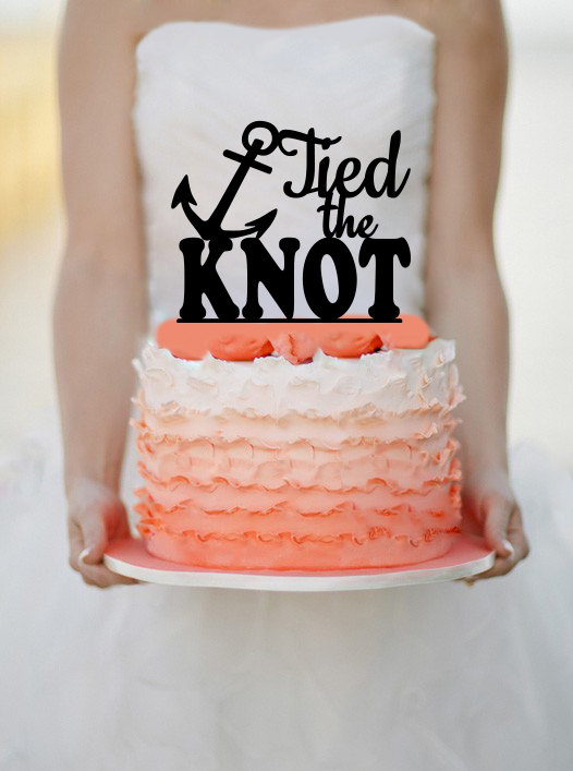 Свадьба - Tied the Knot Anchor Wedding Cake Topper - Monogram cake topper Personalized Cake topper Acrylic Cake Topper