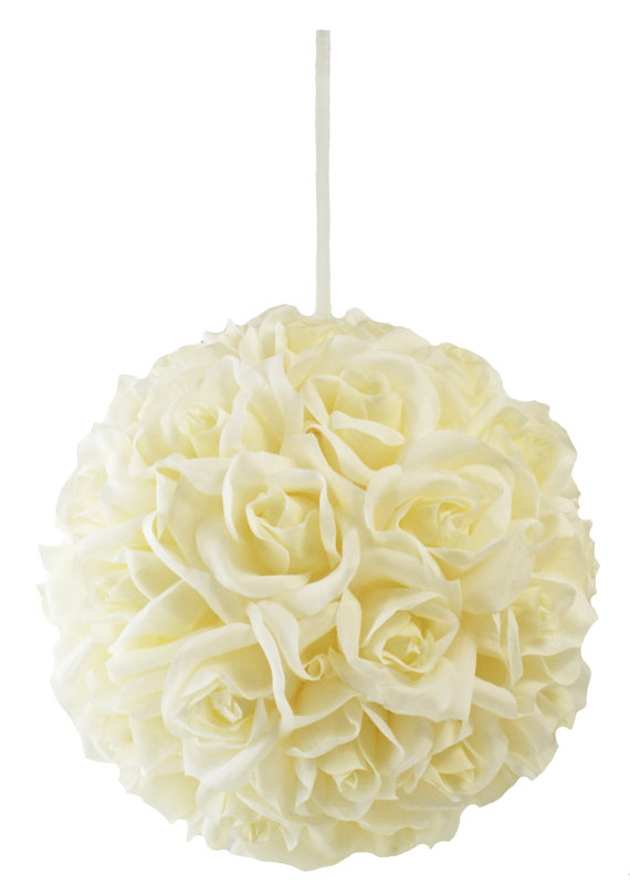 Mariage - Garden Rose Kissing Ball - Ivory - 10 Inch Pomander Extra Large