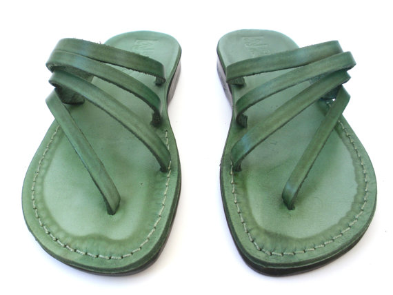 زفاف - SALE ! New Leather Sandals RAINBOW Women's Thongs Flip Flops Flats Slides Slippers Biblical Shoes Bridal Wedding Colored Footwear Designer