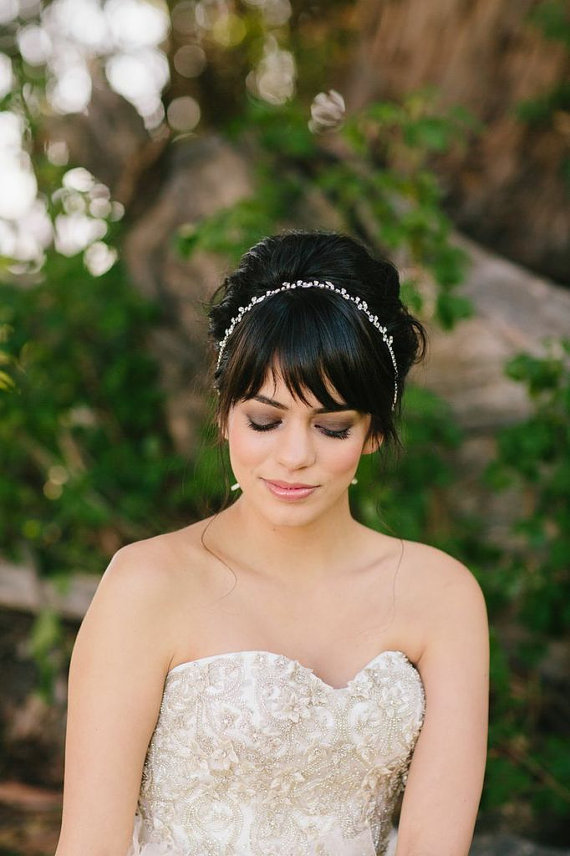 Hochzeit - Linnea, Bridal Headband, Delicate Rhinestones, Boho Halo, Crown, Wedding Headpiece, Bridal Hair Piece, crystal bridal headband, boho