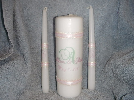 Hochzeit - Monogram Wedding Unity Candle set Simple and Elegant Design
