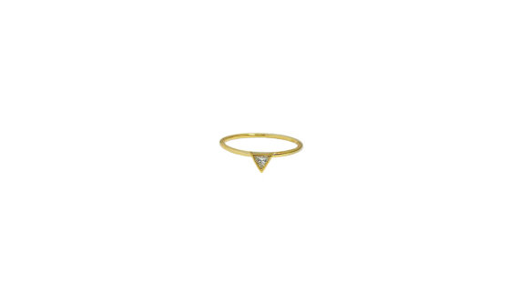 زفاف - Thin Gold or Sterling Silver Triangle CZ Ring, Gift for Her, 18K Gold Diamond Engagement, Promise Ring, Minimalist Jewelry