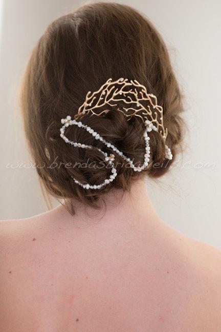 زفاف - Beach Wedding, Freshwater Pearl Headband, Wedding Headband, Bridal Hair Accessory - Maren