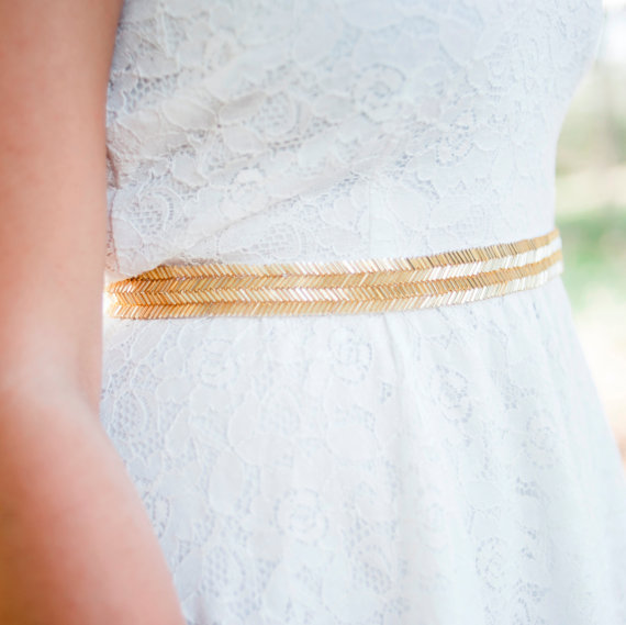 Hochzeit - gold wedding belt / Bridal sash , gold bridal belt / sash , bridal beaded sash