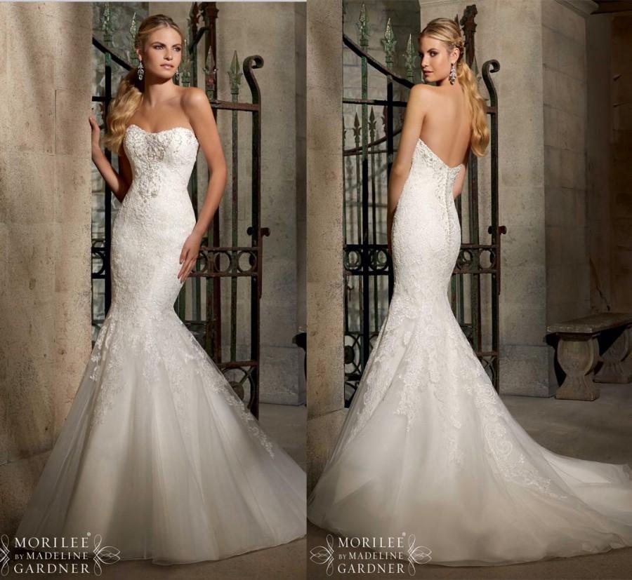 Hochzeit - 2015 New Sheer Sexy See through V-Neck Maya Fashion Mermaid Wedding Dresses Backless Organza Vintage Applique Chapel Train Bridal Gown Online with $162.31/Piece on Hjklp88's Store 