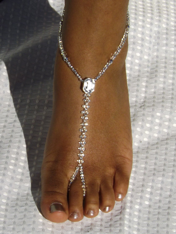 Hochzeit - Beach Wedding Barefoot Sandals Foot Jewelry Anklet Destination Wedding Bridal Accessories Bridesmaids Gift