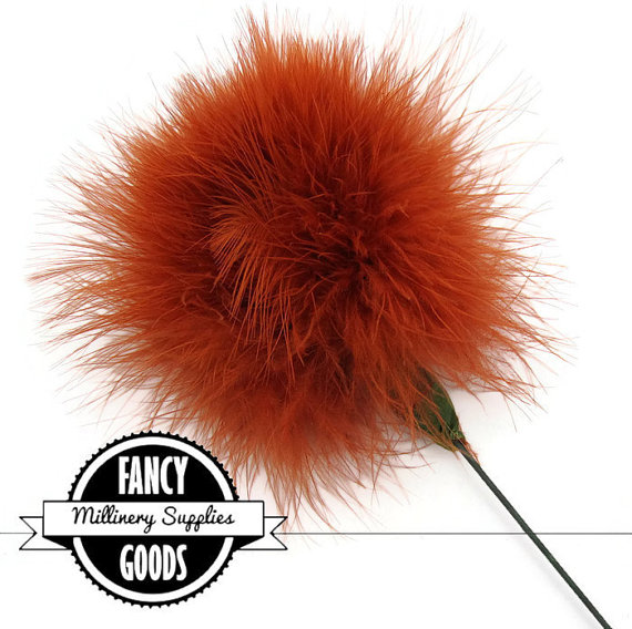 Свадьба - SALE - 1 - Rust - Marabou - Ostrich Feather - Pom Pom - Poof - Millinery Feather - Bouquet Pick