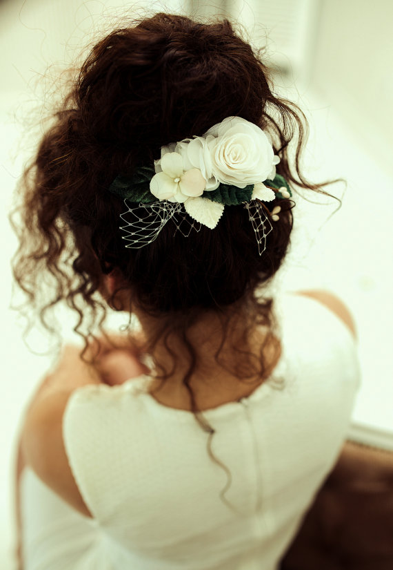 Свадьба - Rustic Bridal Hair Comb, Woodland Rustic Hair Accessories, Wedding Hair Comb, Bridal Hair Comb, Rustic Hairpiece
