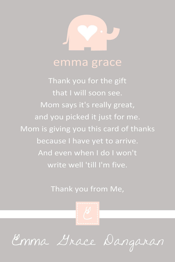 Mariage - Pink Elephant Baby Shower Thank You Card - You Print - 4x6 or 5x7