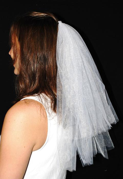 زفاف - Wedding or Bachelorette Party 2-Tier Veil Hair Clip - Extra Long Length