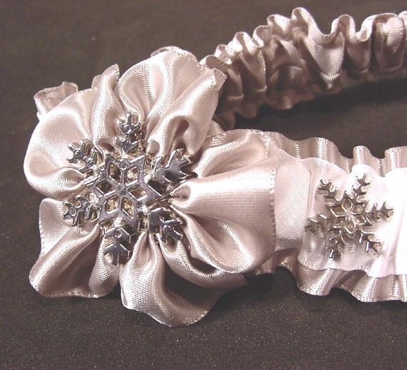 Hochzeit - Wedding garter Snowflake garter for WEDDING or prom ice and snow